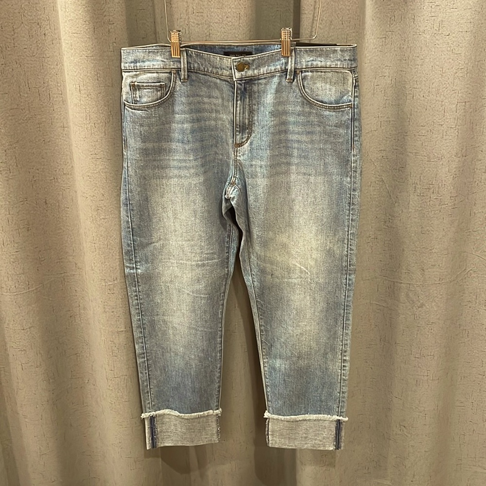 NWT Ann Taylor The Girlfriend Denim Blue Jeans Size 8 Cuffed Ankle Length NEW
